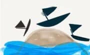 Ships on White Background
